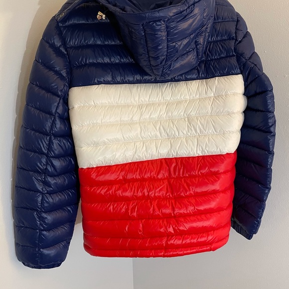 Mens Color Block Puffer Jacket Size Large Red White Blue - Picture 3 of 11